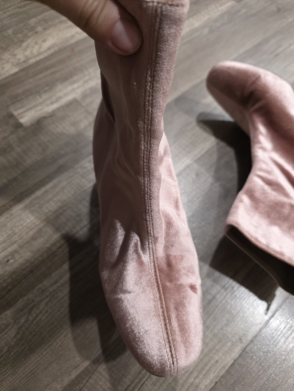 Free People Boho Cecile Women's Pink Velvet Block Heel Ankle Boots Balletcore - Picture 4 of 8